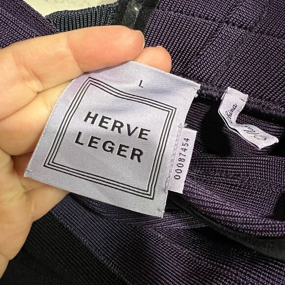 Herve Leger One-shoulder Tri-Colour Block Bandage Dress Size L - Picture 7 of 11